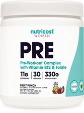 Nutricost Pre-Workout Powder for Women, Fruit Punch, 30 Servings