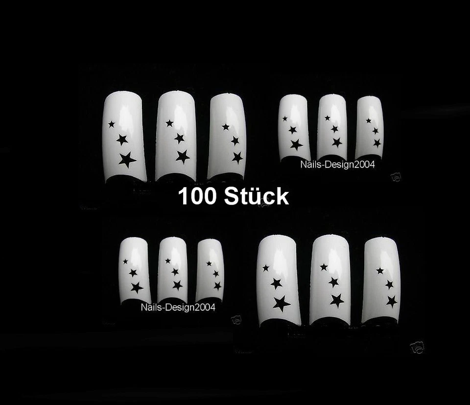 WORLD OF NAILS-DESIGN Exclusiv Design: 100er Box Frenchtips "Sterne" schneeweiss einzigartiges Design
