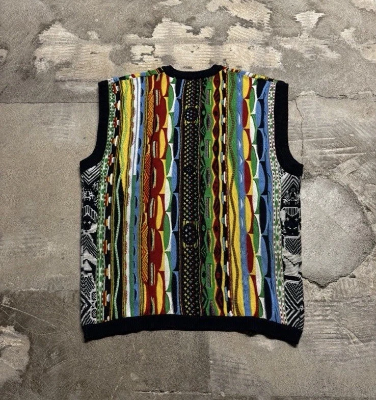3D Knit Coogi Like Colorful Sweater Vest Mens 3XL - Image 2 of 4