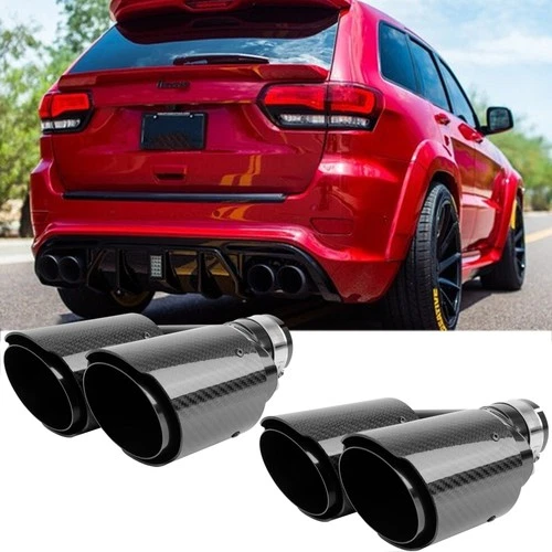 2.5" to 4" Carbon Fiber Exhaust Tip Dual Slant Cut Pair For Jeep Grand Cherokee
