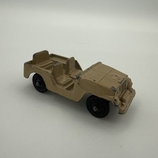 Tootsie Toy Vintage Tan Army Jeep - Die Cast Mini Car - Made in USA