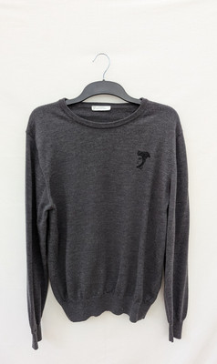 Versace Collection Pullover Herren mittelgrau Wollpullover Strickpullover Crew M 21  
