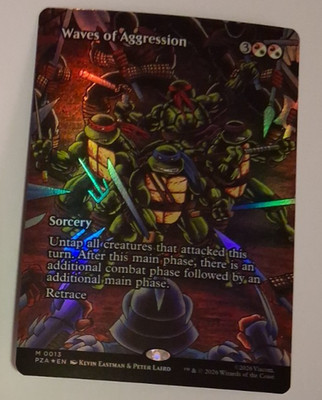 Waves of Aggression Borderless FOIL NM Teenage Mutant Ninja Turtles TMNT MTG