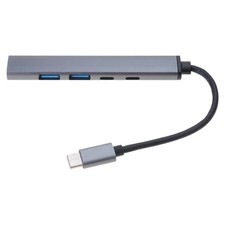 Aluminum Alloy Type C Hub 5 In 1 Adapter USB 2.0 Data Transfer PD 60W Office
