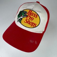 Bass Pro Shops Trucker Hat Boys Youth Red White Mesh Snapback Adjustable