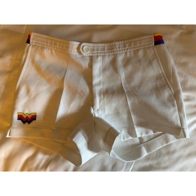 Vintage Bogner White Tennis Shorts Striped Waistband Retro Athletic Size 34