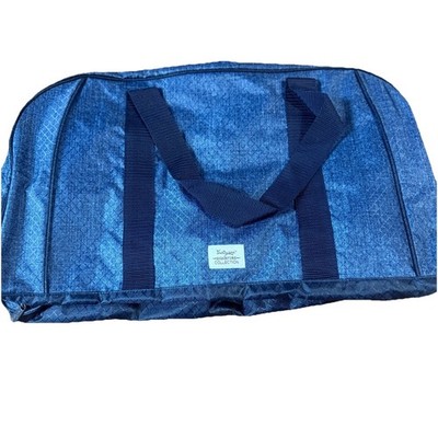 Thirty One All Packed Duffel in Blue Crosshatch NWT Monogramed  S  Cheer Bag