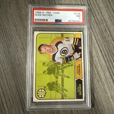 1968 OPC #134 Glen Sather, PSA 7 #40706340, Boston Bruins