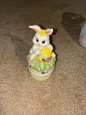 Rare vintage Easter Bunny With Easter Eggs Windup Music Box