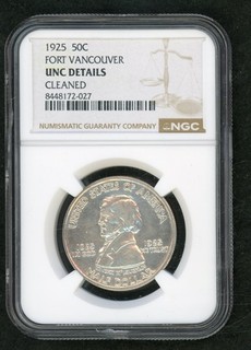 1925 50c Fort Vancouver NGC UNC Details Cleaned