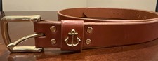 Kiel James Patrick Nautical Brown Leather Belt Anchor Unisex 42 Solid Brass