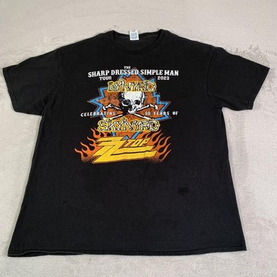 Lynyrd Skynyrd ZZ Top Shirt Mens XL Black Sharp Dressed Simple Man Tour 2023