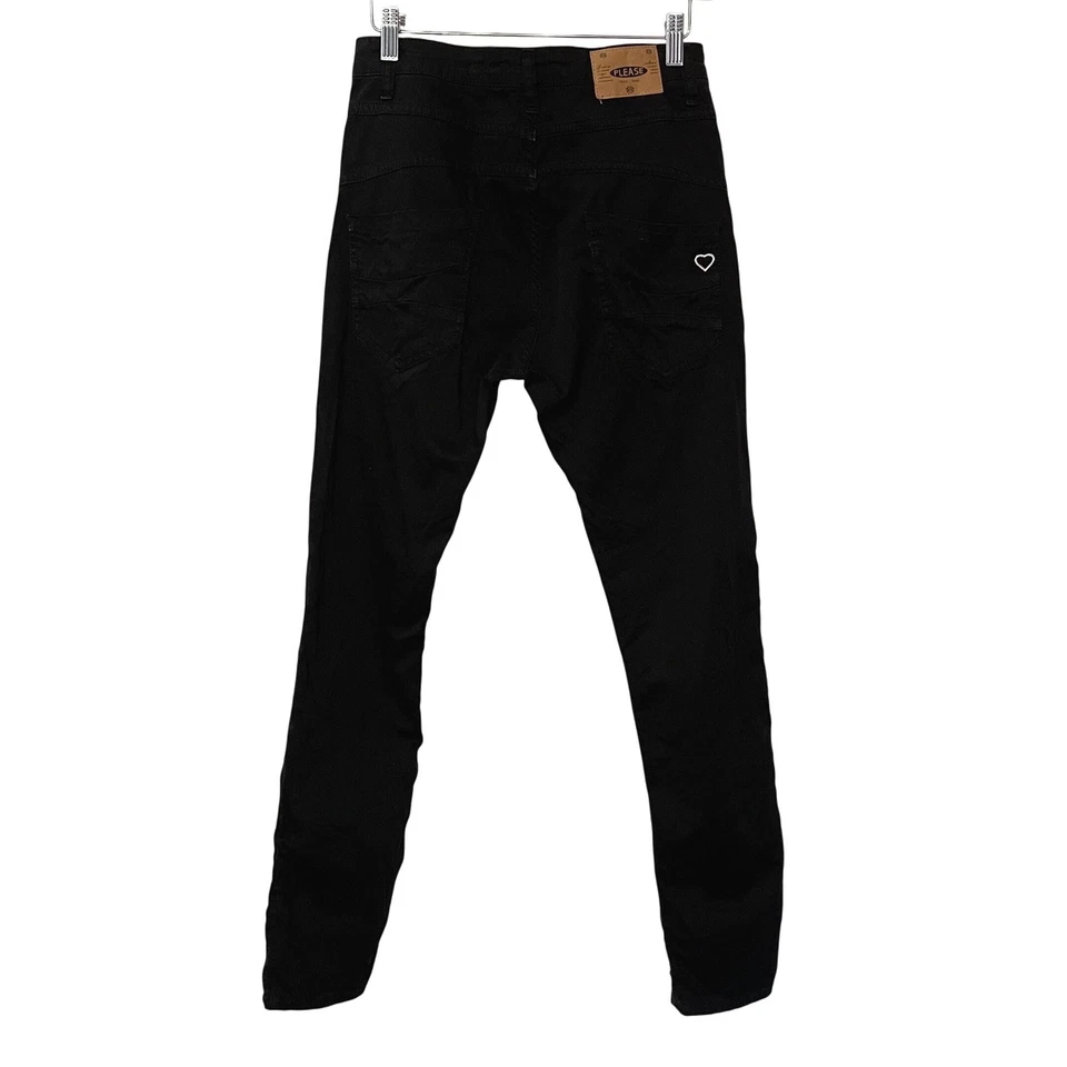 Pantalones informales PLEASE Button Fly para mujer pequeños negros hechos en Italia corazón Foto 4 de 4