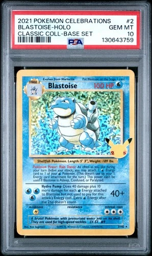 Blastoise 2/102 - SWSH Celebrations 25th - Pokemon Card - PSA 10