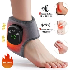 Cordless Foot Massager with 5 Heat 3 Vibration Level Portable Heated Ankle Wrap