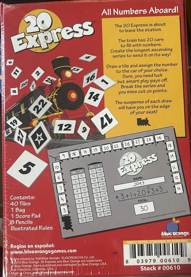 20 EXPRESS Number Tile Family Strategy Board Game Blue Orange - Image 2 of 2