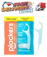 Plackers Twin-Line Dental Flossers, Cool Mint Flavor, Dual Action Flossing Syste