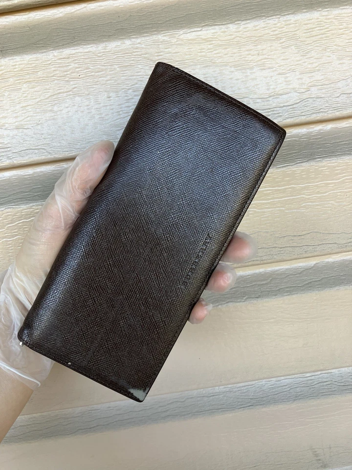 "Cartera larga plegable de cuero marrón Burberry 7,4""*3,5""" Foto 2 de 4