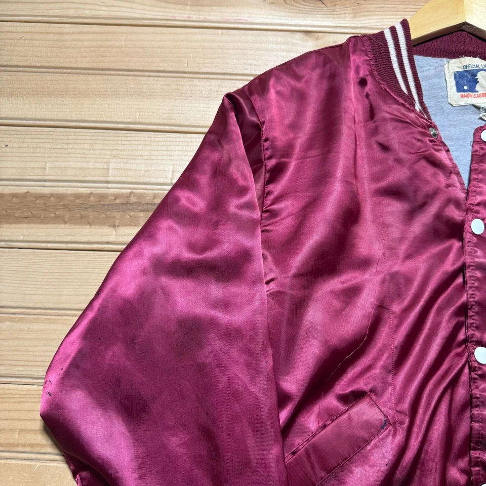 Vintage 80s Philadelphia Phillies MLB Full Button Satin Bomber Jacket Size Large - Image 3 of 4