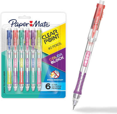 Paper Mate Clearpoint Mechanical Pencil, Break-Resistant, Color Block Edition, H