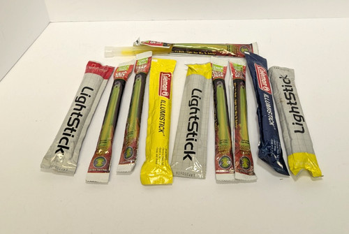 Lot of 10 Glow Light Sticks, Original Packaging, New Old Stock One Opened Unused