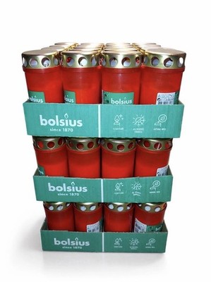 60x Grabkerzen mit Deckel rot Bolsius Dauerbrenner Grablichter Nr. 3