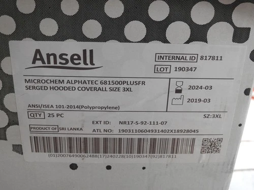 Lot of 23----Microchem Alphatech ANSELL 68-1500 PLUS  FR  Collard Coverall - 3XL - product listing photo