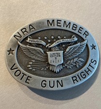 Vintage NRA Member Vote Gun Rights Project Two Million Belt Buckle Limited 26281