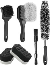 6PCS Car Wheel Cleaning Pro Kit, Tire Brush, Soft-Bristled Rim Brush, Microfiber