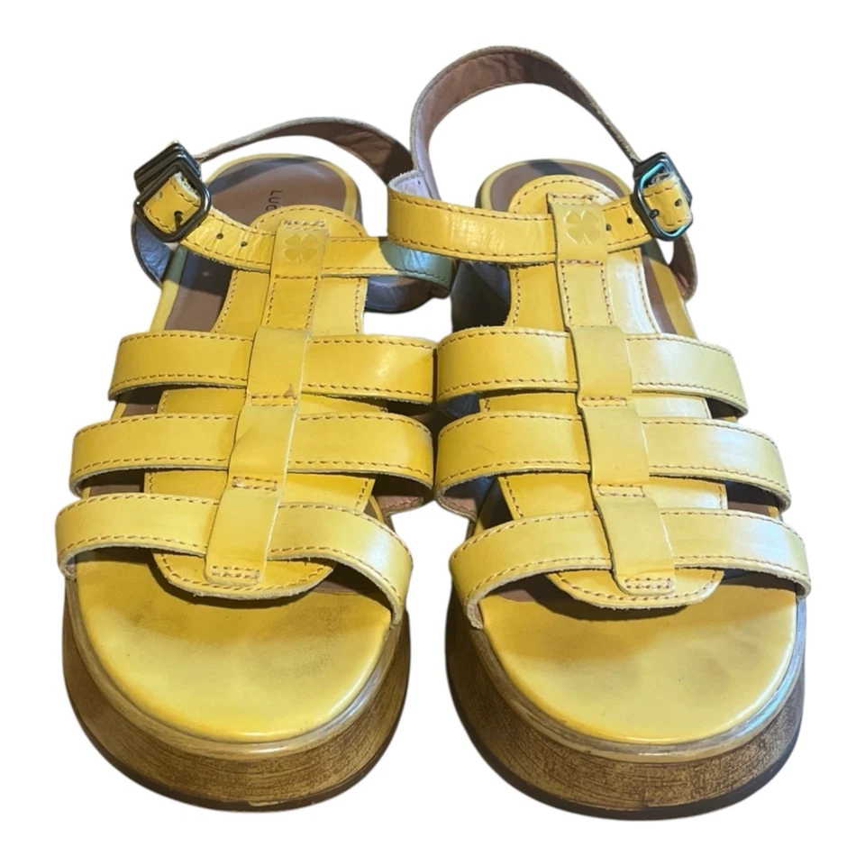 Sandalia Zueco Lucky Brand Jemimmy Cuero Superior Amarillo Verano EE. UU. 7,5 M/38 Foto 4 de 4