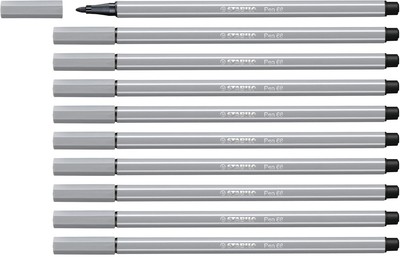 STABILO Pen 68 - Premium Fibre-Tip Pen - Pack of 10 - Medium Cold Grey
