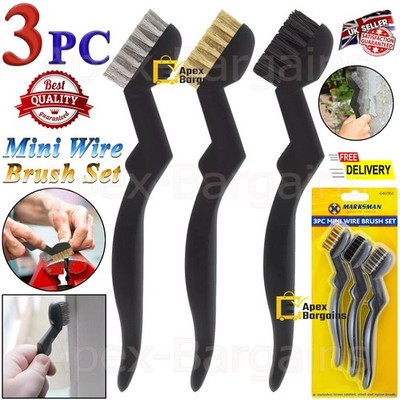 3 Stück kleines Drahtbürsten Set Bürsten Stahl Messing Nylon Metall Rost Lackentferner