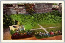 Vtg Linen Postcard Juan Ponce DE Leon Monument St Augustine, FL 1930s