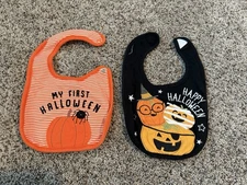 Halloween Bibs Set - 'My First Halloween ' & 'Happy Halloween' Designs (2)