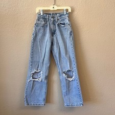 Vintage 80s distressed kids orange tab Levi 565 jeans size 10
