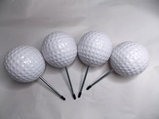 4 PLASTIC DIMPLED BALLS 5" WHITE TEE BOX MARKERS for Golf Course LAWN YARDS