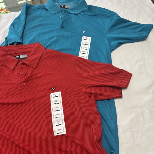 New Callaway OptiDri Polo Shirts Red. & A teal Golf Polyester Blend Size Large - Bild 16 von 16
