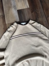 Grandpa Men's L Geoffrey Beene Acrylic Striped Crewneck Knit Sweater 90s Vintage
