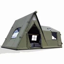 Green Color Outdoor Camping Inflatable House Tent With Two Rooms Design