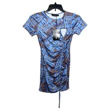 Pretty Little Thing Dress Women’s Size 6 Blue Brown Short Sleeve