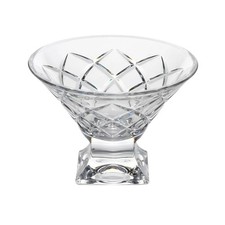 Signed Cotte Italy Hand Cut Crystal Pedestal Bowl Compote MCM Mid-Century 4.5"