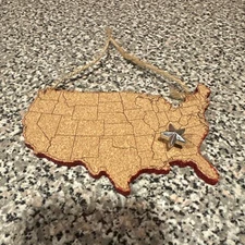 Small Corkboard for Wall, Shaped As The United States With States Outlined SH2