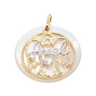 ESTATE SOLID 10K YELLOW WHITE GOLD ANGEL MOTHER OF PEARL PENDANT #7833 — photo 1