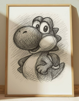 YOSHI SUPER MARIO DRAWING PRINT SKETCH 8'' x 10'' NINTENDO PRINT WALL ART