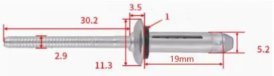 RIVETTI A FARFALLA IN ALLUMINIO CON GUARNIZIONE 5,2X19mm (Scatola da 250pz.) - Immagine 2 di 4
