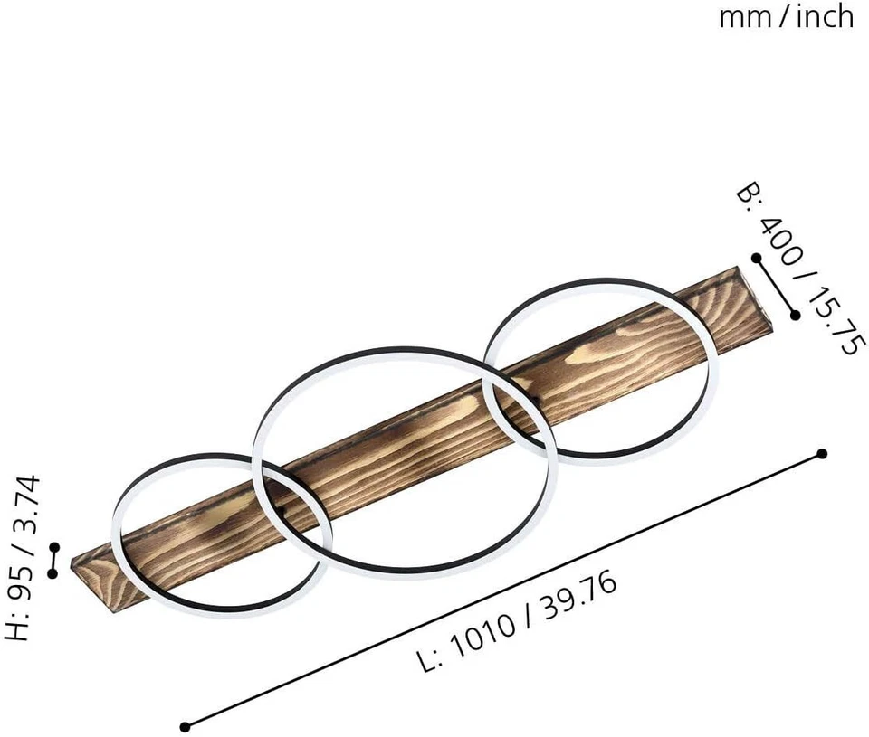 Eglo 99413 LED Boyal 3 Kreise Deckenleuchte Holz vintage EEK:E (Spektrum A-G) - Bild 4 von 4