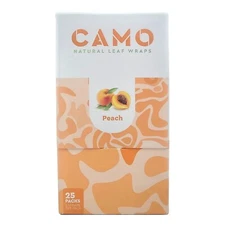 Camo Self Rolling Natural Tea Leaf Wraps - Peach (25packs) (125 wraps)
