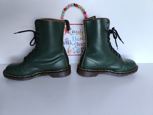 Dr Martens 1490 10 eye green ankle MIE england vintage leather boots UK6 EU39 - Picture 4 of 11