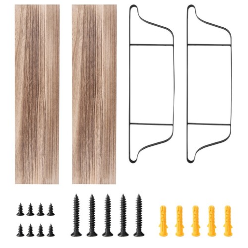 Dual Layers Floating Wall Shelf Set DIY Mount Shelves Book Display Rack Wooden - Picture 11 of 12