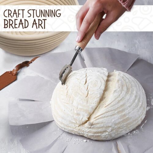 Banneton Bread Proofing Basket Gift Set for Bakers,Round 9 Sourdough Starter Kit - Picture 5 of 10